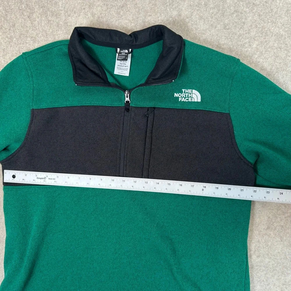 The‎ North Face Fleece Pullover Mens L Green Black Quarter Zip G23-001